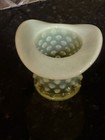 Vintage uranium Topaz Fenton Opalescent Hobnail Glass Top Hat Toothpick Holder — photo 5