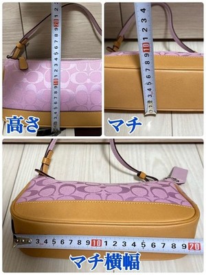 Coach Signature Demi mini Pouch Hand Bag Canvas Leather Pink 6094