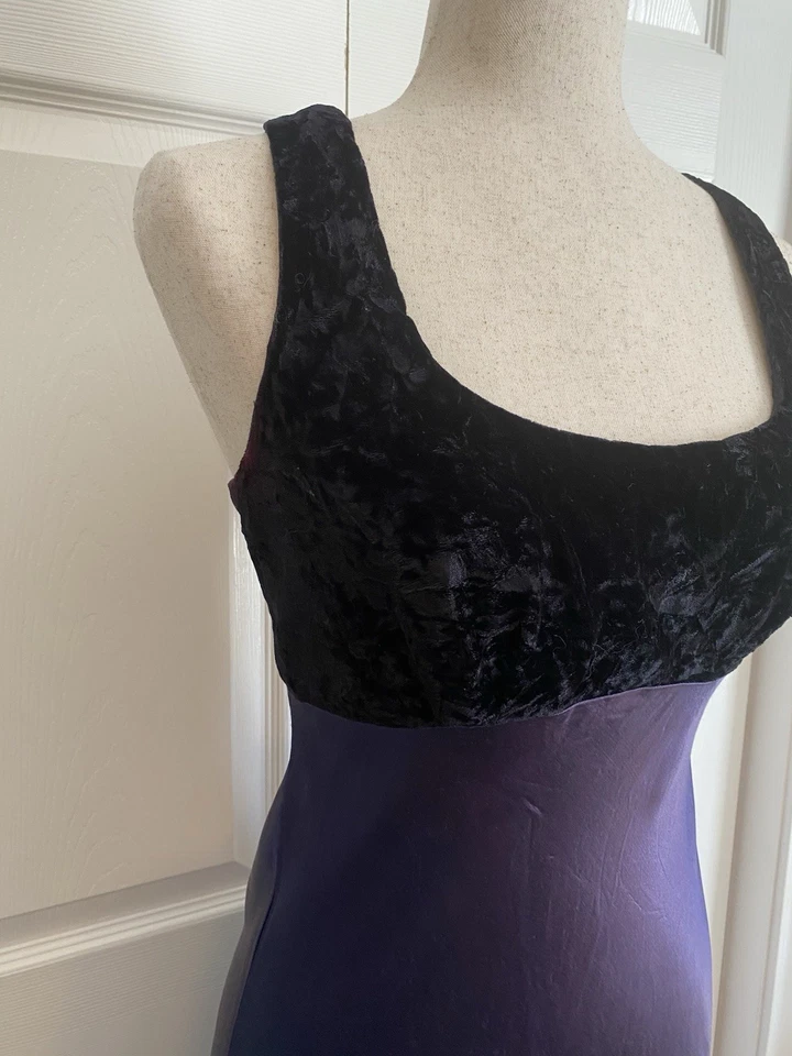 Sexy Vestido Vintage Steppin’ Out Para Mujer Terciopelo Negro Púrpura Años 90’s Y2K Babydoll Foto 2 de 4