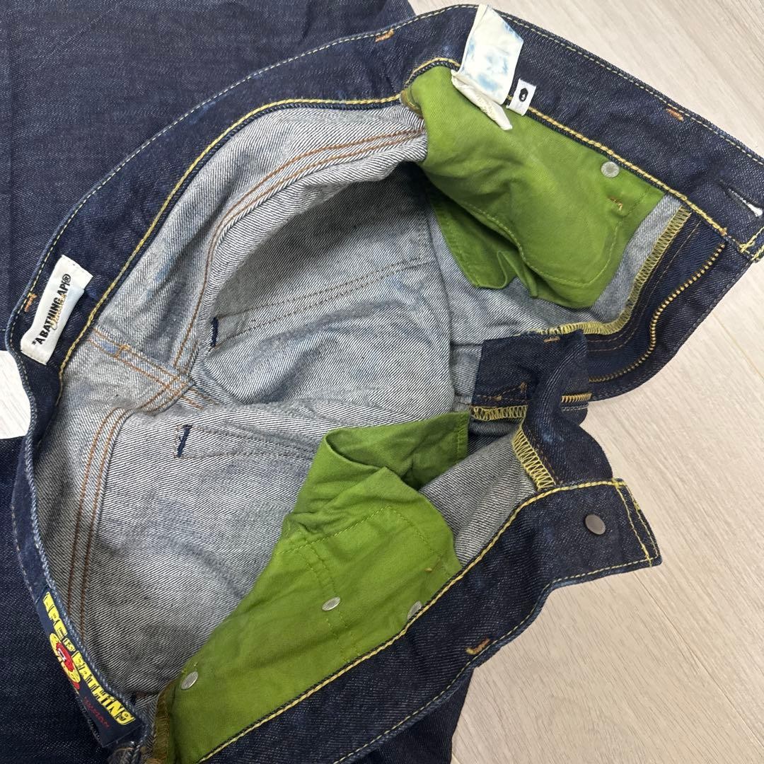 A BATHING APE Straight Denim Pants Jeans Dark Indigo Blue M BA0226205 thumbnail 13