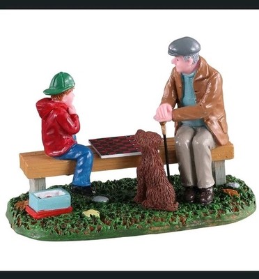 Lemax Weihnachtsdorf Figur Figur Kind spielt mit Opa Anzug Häuser 