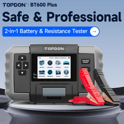TOPDON BT600 Plus 12V Automotive Battery Tester Analyzer with Built-in Printer