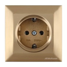 Schuko Steckdose Unterputz gold inkl. Rahmen &ndash; CANDELA