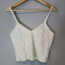 VTG Victorias Secret 90s Lace Satin Top Size M White Fairy Grunge Dreamy Dainty