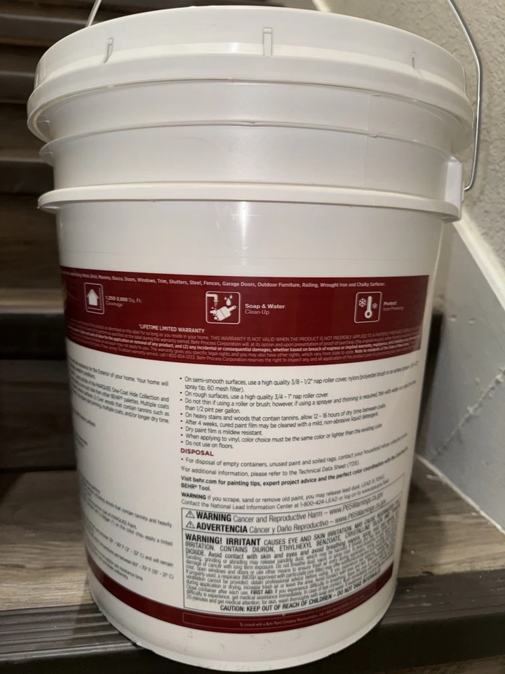 CARPA BEHR 5 gal. Pintura e imprimación exterior plana blanca ultra pura envío gratuito✅ Foto 4 de 4