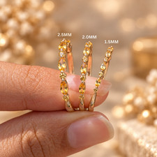 Champagne CZ Eternity Band 925 Sterling Silver Gold Plated Stackable Ring