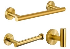 3-Pieces Brushed Gold Bathroom Hardware Set SUS304 Stainless Steel Round Wall...