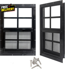 24 X 36 Shed Windows with Tempered Glass and Fiberglass Screen 2 Pack Small S...