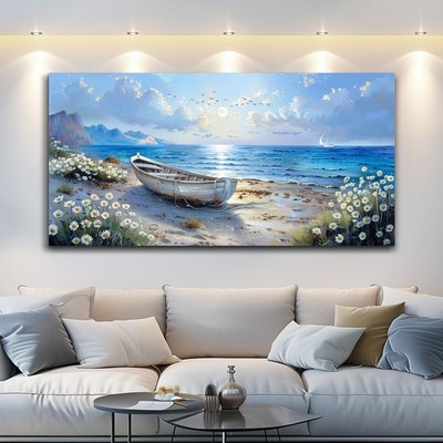 Large Wall Art For Living Room Canvas Wall Decor For Bedroom Office White Flo...