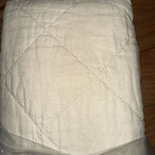 Threshold King Diamond Stitch Cotton Linen Pillow Sham, Ivory New