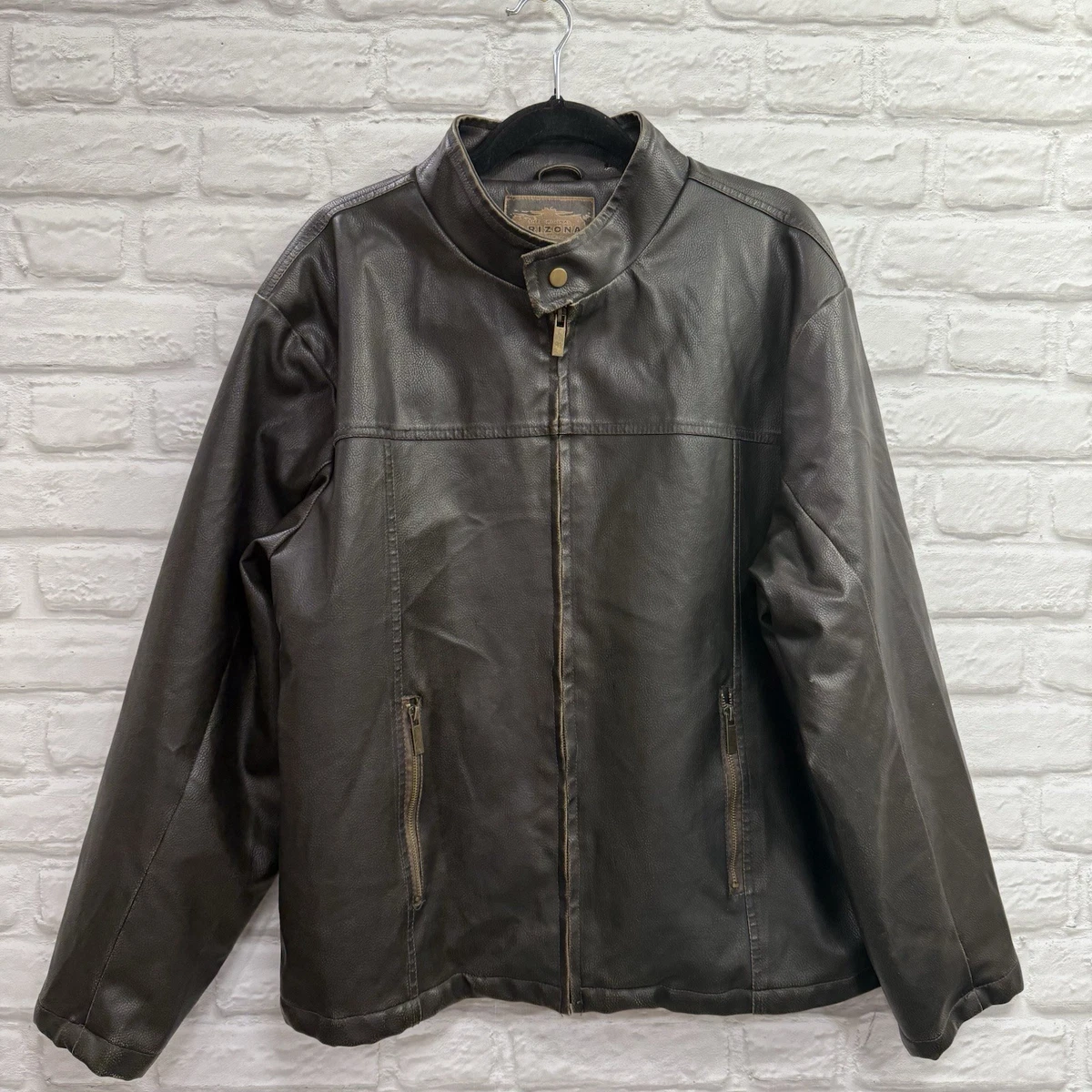 Arizona Jeans Faux Leather Outer Shell Brown Coats, Jackets