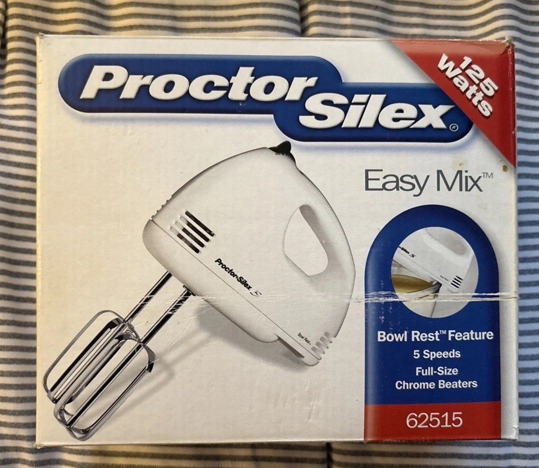 Proctor Silex White Easy Handheld Mixer 5 Speed 25 Watts Bow