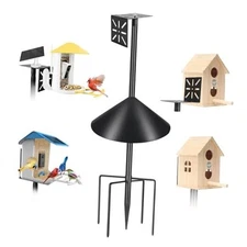 Smart Bird Feeder Pole with Squirrel Baffle & Bath-Heavy Duty Adjustable 3 