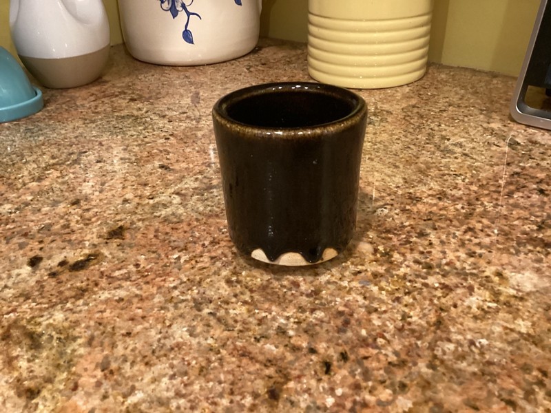 Japanese Pottery Cup Matcha Chawan Signed Brown Drip Glaze 3.25" x 3.78"