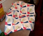 Original Vintage Cotton Handmade Patchwork & Light Blue & White  Quilt 86" x 63"