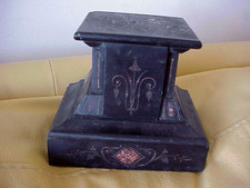 Antique Black Slate w/Marble inlay Plinth Base/Statue Pedestal Stand French?