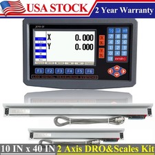 2 Axis LCD Digital Readout DRO 10" 40" Glass Linear Scale Encoder Sensor Kit
