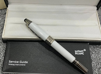 Montblanc JFK White Resin Rollerball Pen Silver Trim - NIB 2026 Luxury Gift