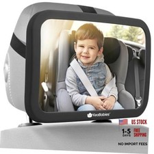 Baby Car Seat Mirror, Wide View, Shatterproof Large 11.5 x 7.5" Matte Black