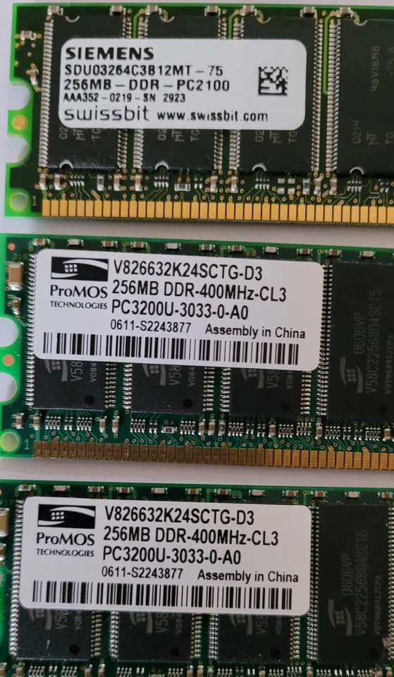 Job Lot 8 Modules 256MB RAM Siemens Corsair ProMOS USED - Image 2 of 4
