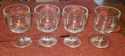 Thumb Print Vintage Heavy Footed Beer Goblets Glasses Clear Glass Set of 4 - HD