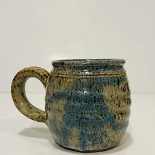 W&S Hand Thrown In Colorado - Drip Glazed Studio Pottery Mug - Earthy Blue