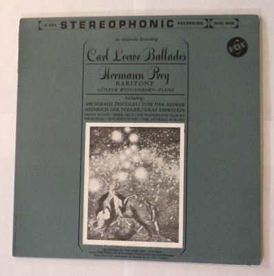 Carl Loewe Ballades - Hermann Prey Vox Electrola SLDL 5510 Classical LP 1964 EX!
