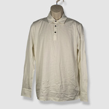  535 Moncler Men's White Logo Long Sleeve Polo Shirt Size S