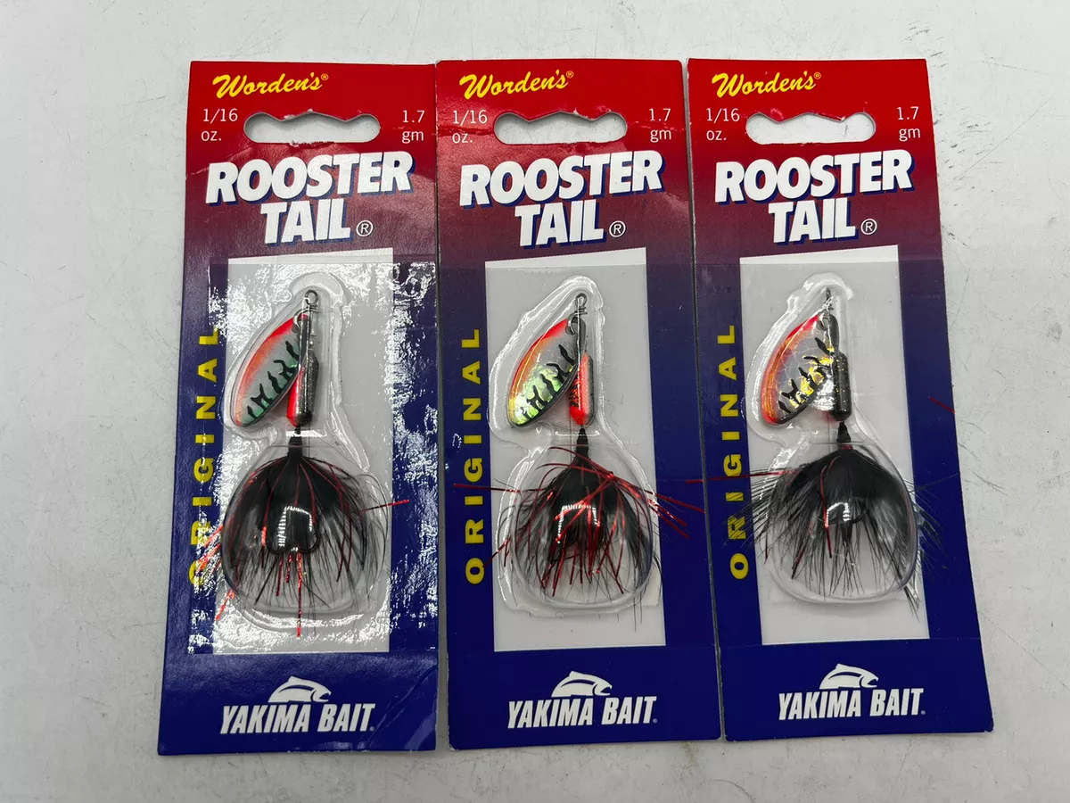 3 lures wordens rooster tail trout spinners 1/16oz tinsel nightmare tiger