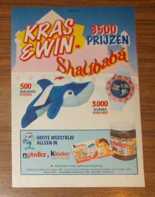 Rare Advertising Ferrero NUTELLA Kinder Chocolate SHALIBABA Netherlands 1997