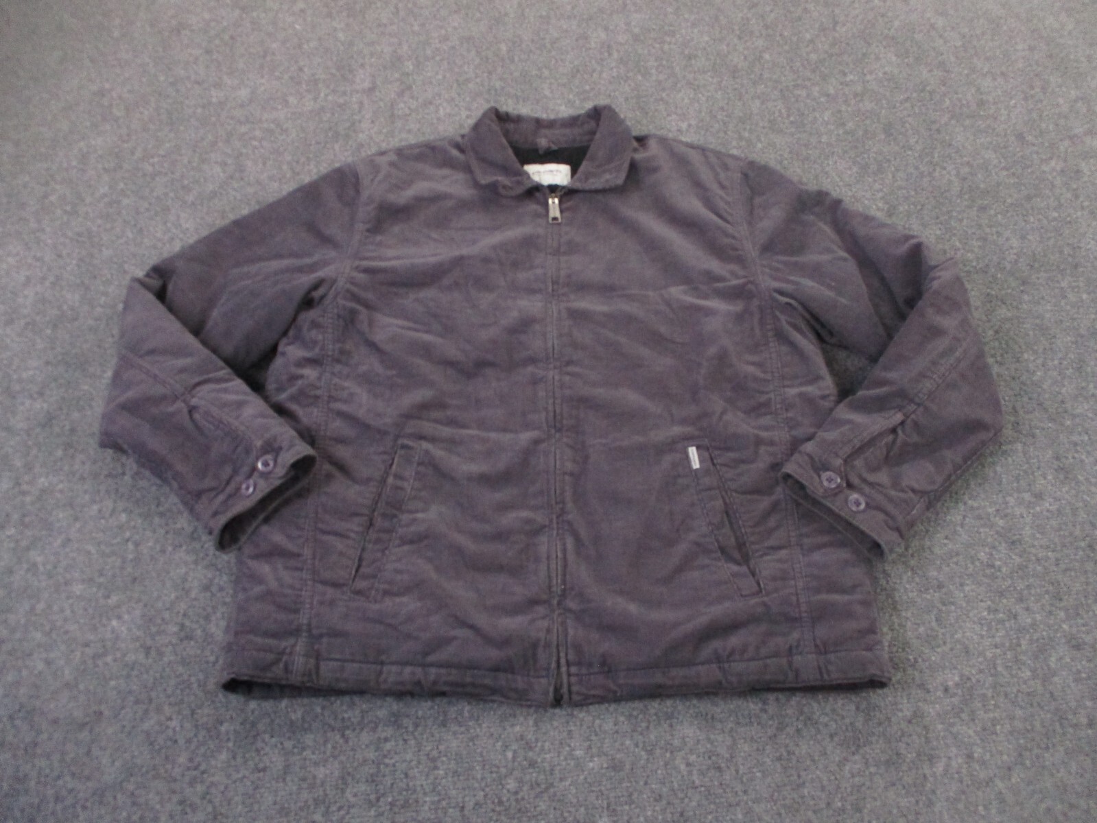 Carhartt Jacket Mens L Gray Corduroy Lined Outdoors Heavy Workwear Modular