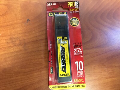 9070 OLFA OR-LBB10B BLACK ULTRASHARP SNAP-OFF HEAVY-DUTY BLADES 18MM 10-PACK