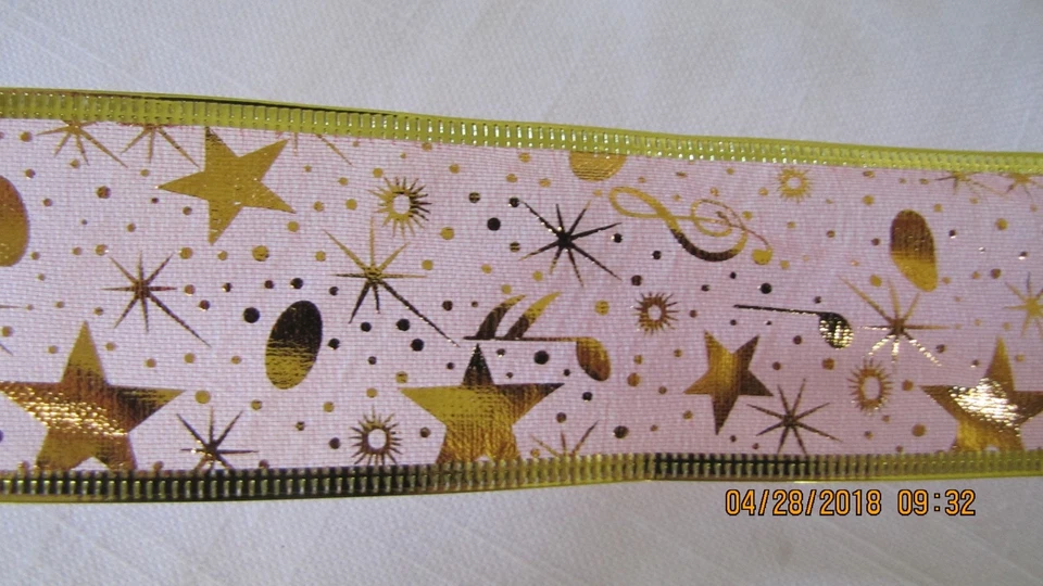 2" Wired Mesh Ribbon By the Yard - Red and Gold - by the yard - Image 2 of 3