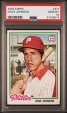 1978 TOPPS #317 DAVE JOHNSON PSA 10