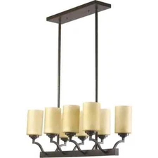 QUORUM INTERNATIONAL ATWOOD 8 LIGHT 29" IN OILED BRONZE ISLAND LIGHT AMBER SCAVO