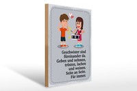 Holzschild Spruch 30X40 Cm Geschwister Sind FüReinander Da Deko Schild