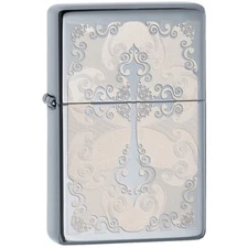 Zippo Cross Vintage High Polish Chrome Pocket Lighter 29231