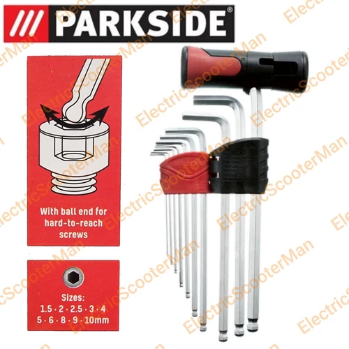 Parkside 11 Piece Hex Key Set With T-handle High Quality Chrome Vanadium Steel