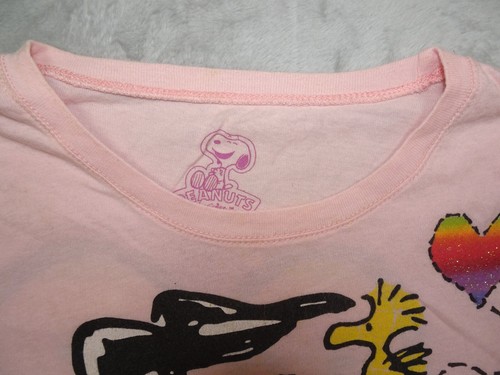Peanuts Snoopy Wrap Around 2 Sided Girls Size XL Top Love Sparkes Woodstock Pink - Picture 5 of 10