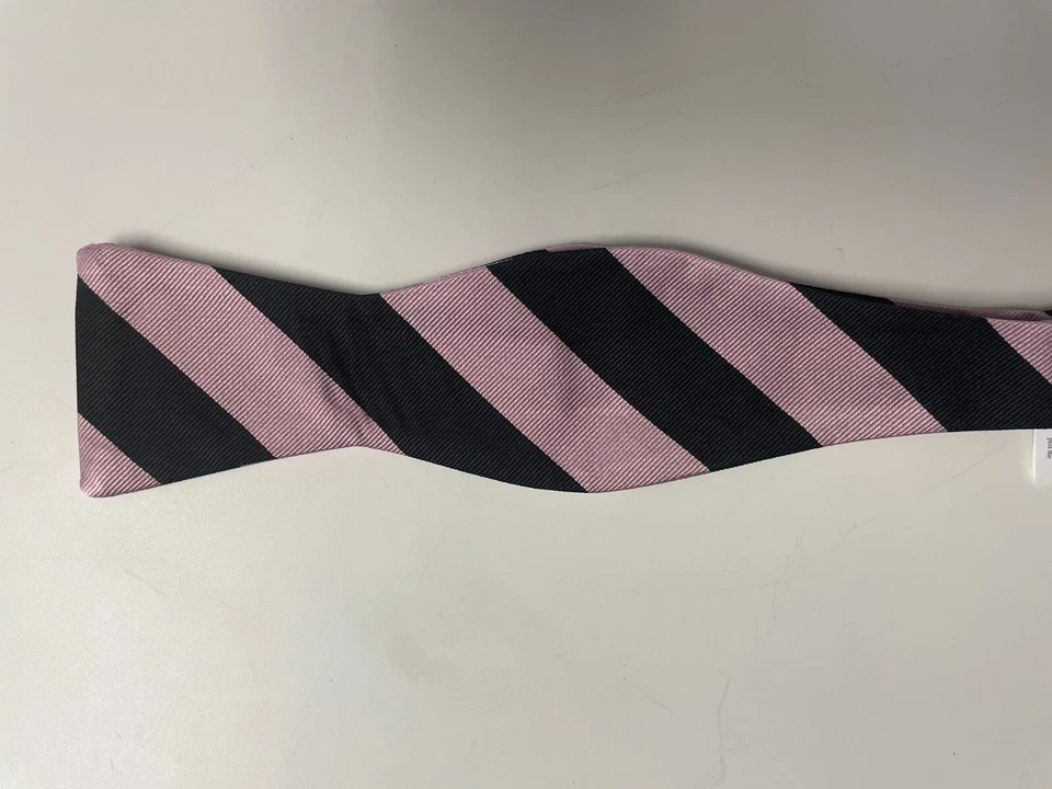 Pajarita Hombre Seda Rosa Negro Rayas AUTOCORBATA Pajarita Foto 4 de 4