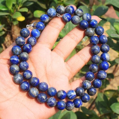 464 kt Top Qualität Lapislazuli mit Goldflocken Perlen Halskette AK 15 E555