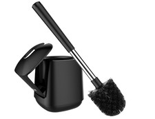 Premium Quality Bathroom Toilet Cleaning Flexible Brush and Holder Set With Lid