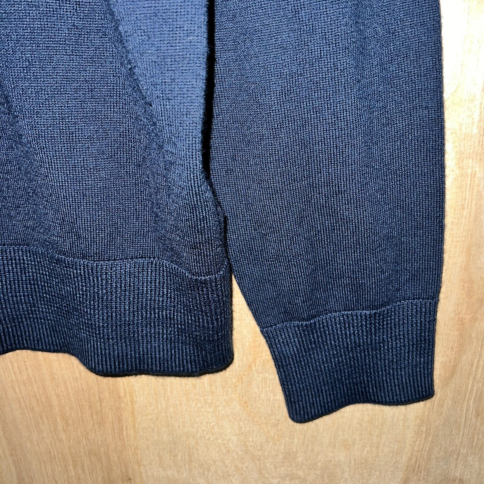 MEN’S J. CREW MERINO WOOL BLEND 1/4 ZIP KNIT DESIGNER SWEATER NAVY BLUE