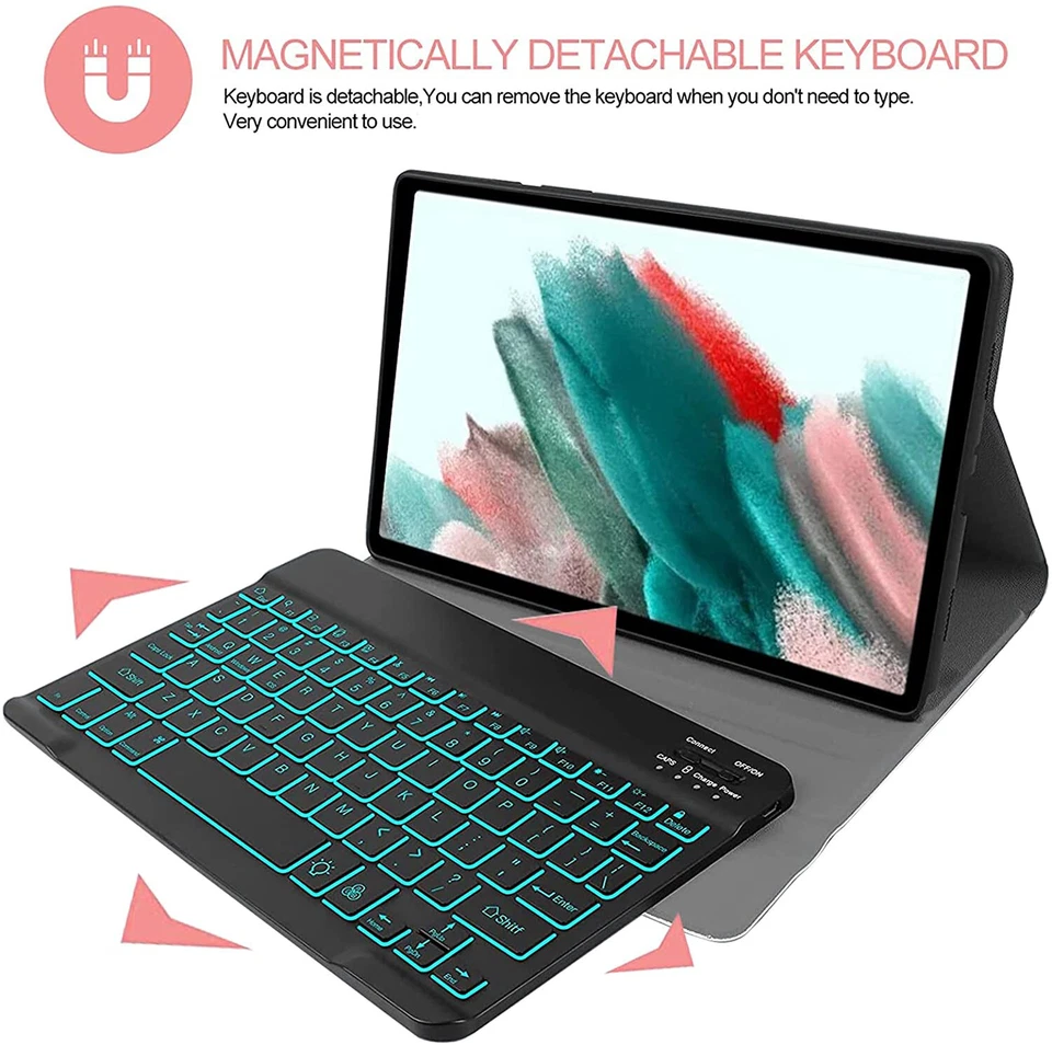 Detachable Backlit ABS Keyboard+Case Coverfor Samsung Galaxy Tab A8 10.5 SM-X200 - Image 4 of 4