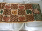 Fall tapestry pumpkin & leaves table runner, 74"x12"used pre-owned, no label — photo 7