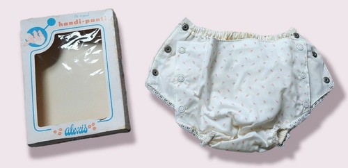 Vintage Alexis Handi - Panti Baby Girl’s medium plastic diaper cover lace print