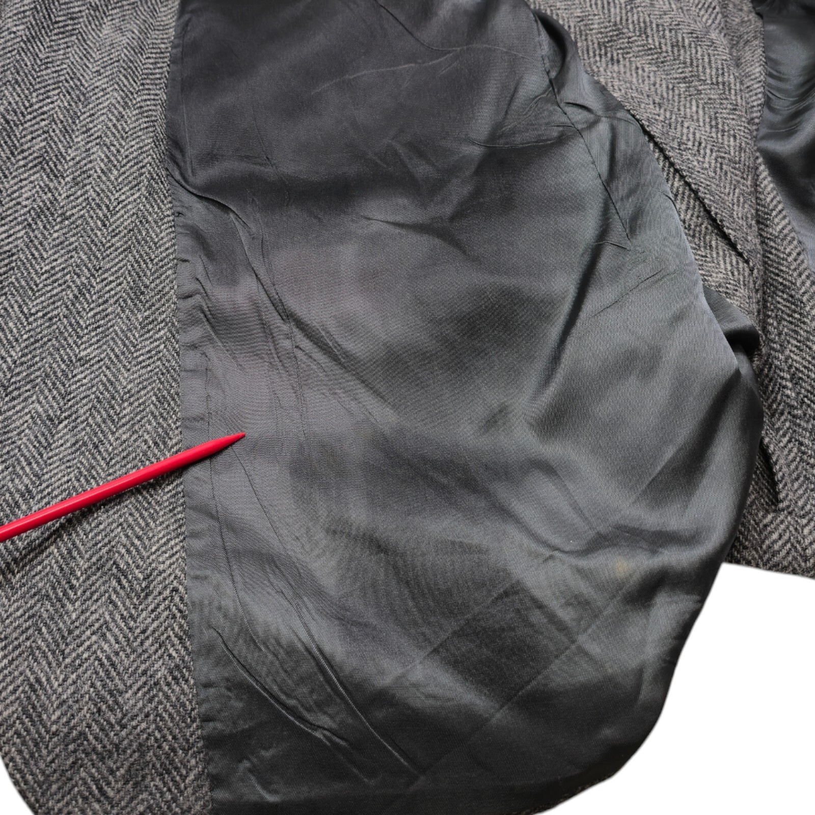 Vintage American Craftsman Jacket Mens Wool Gray Herringbone Sport Coat Size 50