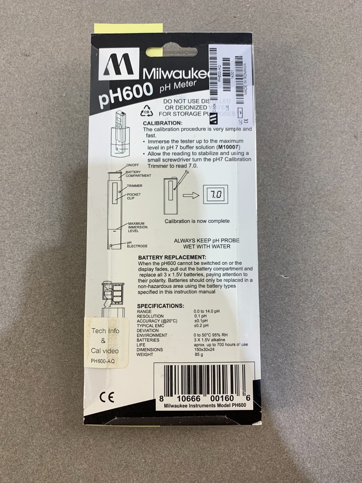 Medidor de pH de bolsillo MILWAUKEE PH600