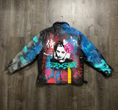 VIntage Custom made multicolor Y2K heavy metal black 100% leather