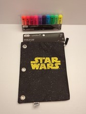 NEW Disney STAR WARS x Yoobi 10 Mini Highlighters  Binder Zip Pencil Case Pouch